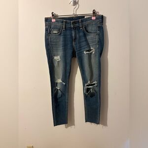 Rag & Bone Distressed Blue Jeans Dre Capri